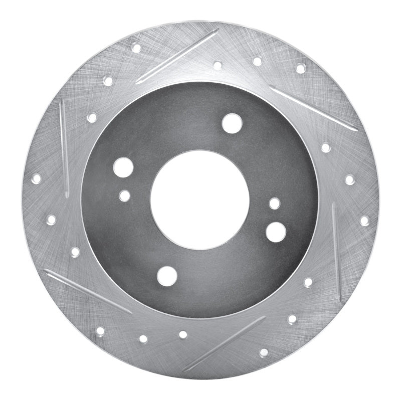 R1 Concepts R1 90-06 Infiniti G20 Rear Left Drilled & Slotted Silver Brake Rotor