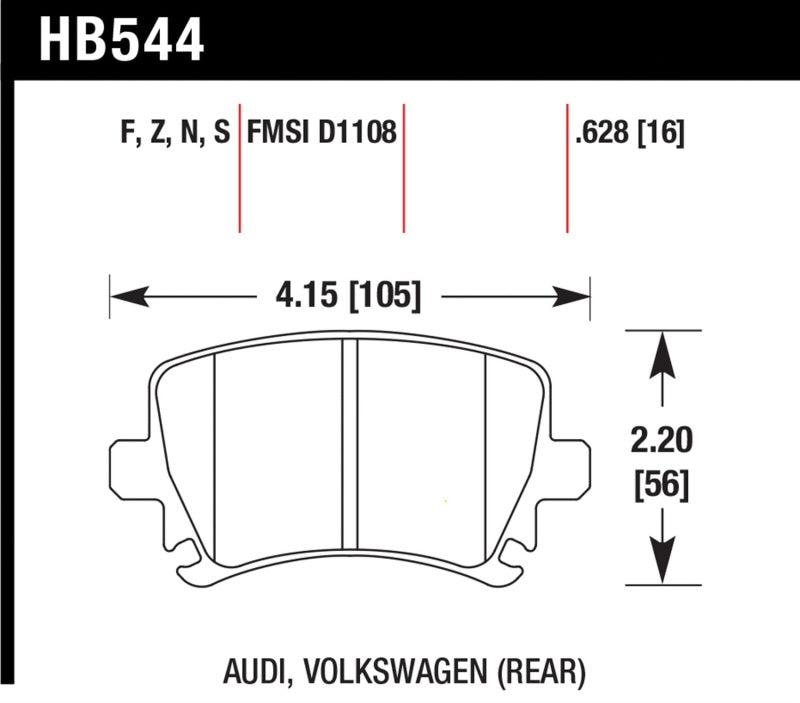 Hawk Performance Hawk 06 Audi A6 Quattro Avant/06-09 A6 Quattro HT-10 Rear Brake Pads