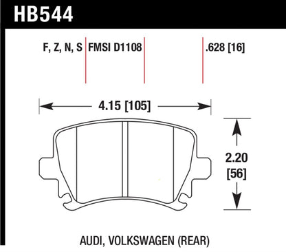 Hawk Performance Hawk 06 Audi A6 Quattro Avant/06-09 A6 Quattro HT-10 Rear Brake Pads