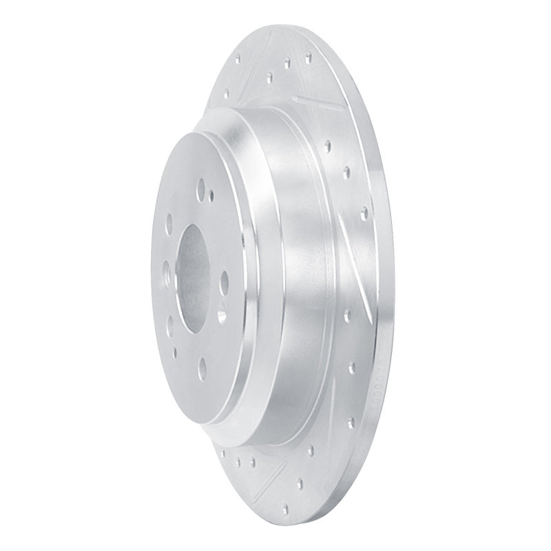 R1 Concepts R1 16-25 Honda Pilot Rear Left Drilled & Slotted Silver Brake Rotor