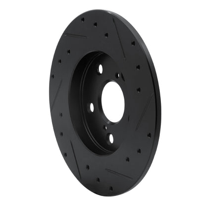 R1 Concepts R1 08-18 Pontiac Vibe Rear Left Drilled & Slotted Black Brake Rotor