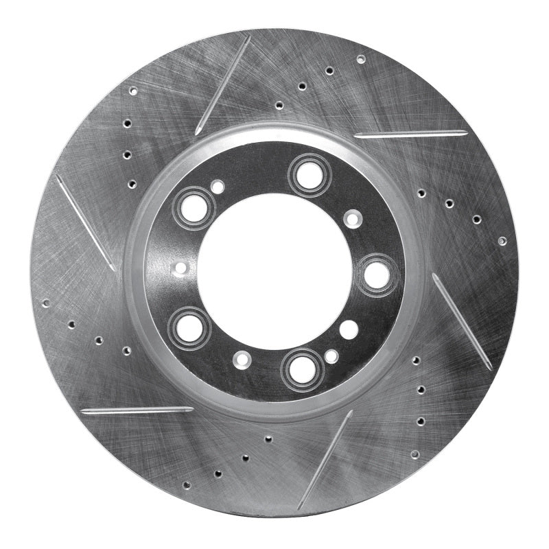 R1 Concepts R1 99-23 Porsche 911 Left Rear Drilled & Slotted Silver Brake Rotor