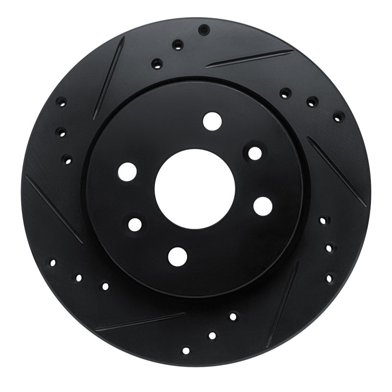 R1 Concepts R1 01-03 Kia Spectra Front Left Drilled & Slotted Black Brake Rotor