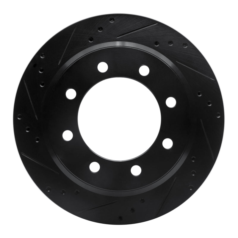 R1 Concepts R1 08-25 Ford E-150 Rear Left Drilled & Slotted Black Brake Rotor