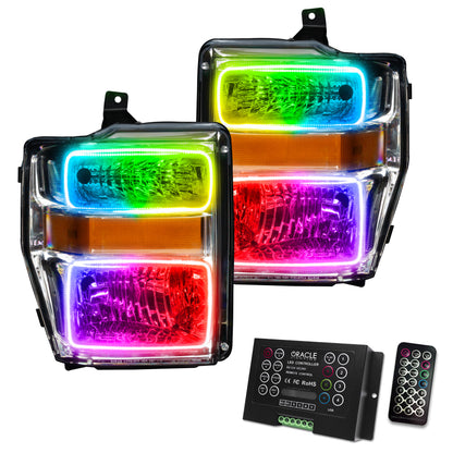 ORACLE Lighting Oracle 08-10 Ford F250 Pre-Assembled Halo Headlights - Chrome Housing - w/ 2.0 Controller