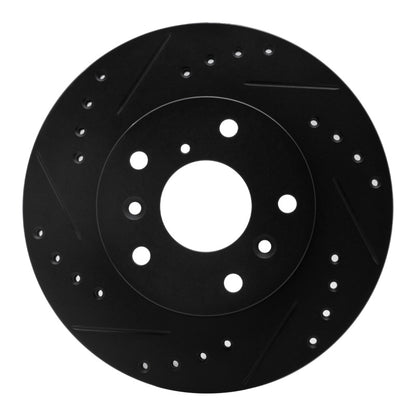 R1 Concepts R1 88-92 Ford Probe Front Left Drilled & Slotted Black Brake Rotor