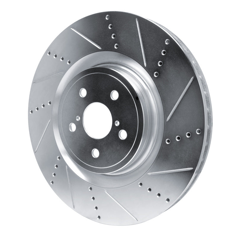 R1 Concepts R1 15-22 Lexus RC F Right Front Drilled & Slotted Silver Brake Rotor