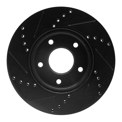 R1 Concepts R1 11-25 Chevrolet City Express Front Right Drilled & Slotted Black Brake Rotor