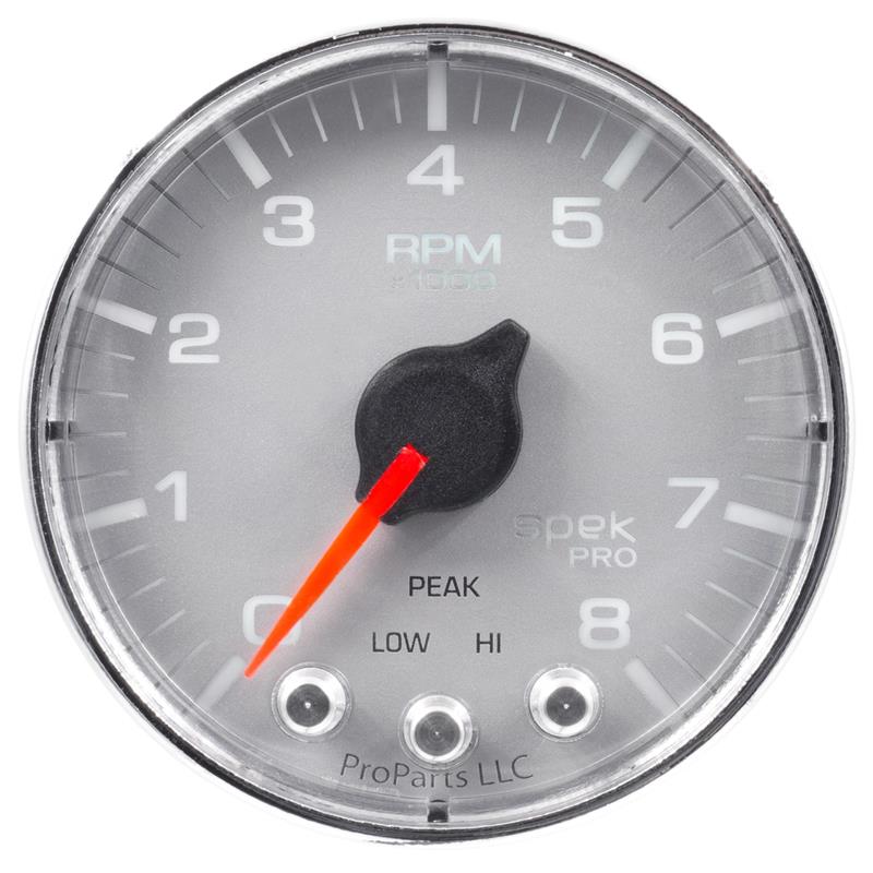 Autometer Spek-Pro Gauge Oil Temp 2 1/16in 300f Stepper Motor W/Peak & Warn Slvr/Chrm
