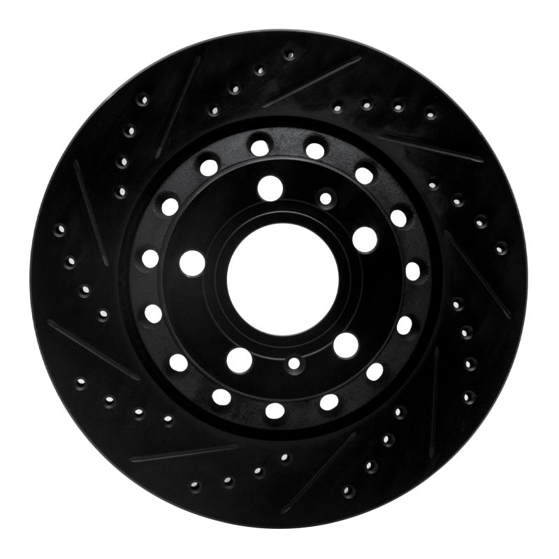 R1 Concepts R1 04-10 Audi A8 Rear Left Drilled & Slotted Black Brake Rotor