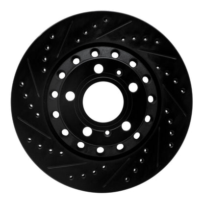 R1 Concepts R1 04-10 Audi A8 Rear Left Drilled & Slotted Black Brake Rotor