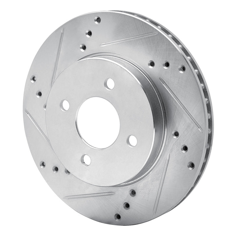 R1 Concepts R1 11-25 Nissan Versa Front Left Drilled & Slotted Silver Brake Rotor