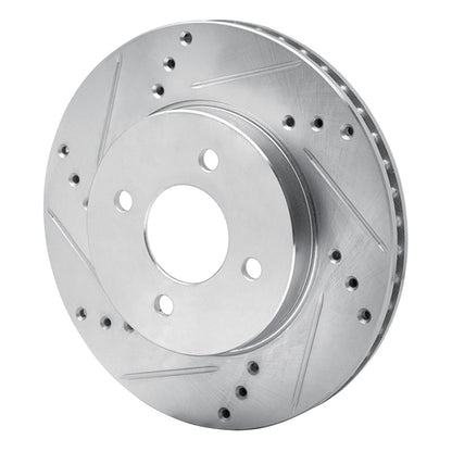 R1 Concepts R1 11-25 Nissan Versa Front Left Drilled & Slotted Silver Brake Rotor