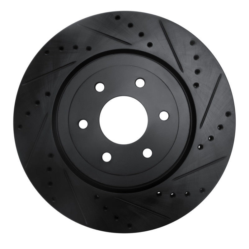R1 Concepts R1 08-11 Nissan Pathfinder Front Right Drilled & Slotted Black Brake Rotor