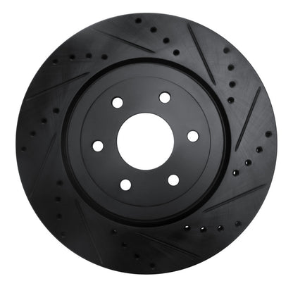 R1 Concepts R1 08-11 Nissan Pathfinder Front Right Drilled & Slotted Black Brake Rotor