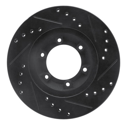 R1 Concepts R1 84-87 Isuzu Pickup Front Left Drilled & Slotted Black Brake Rotor