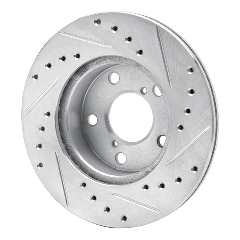 R1 Concepts R1 93-96 Subaru Impreza Front Left Drilled & Slotted Silver Brake Rotor