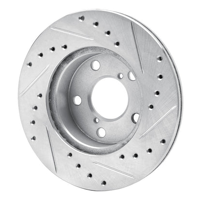 R1 Concepts R1 93-96 Subaru Impreza Front Left Drilled & Slotted Silver Brake Rotor