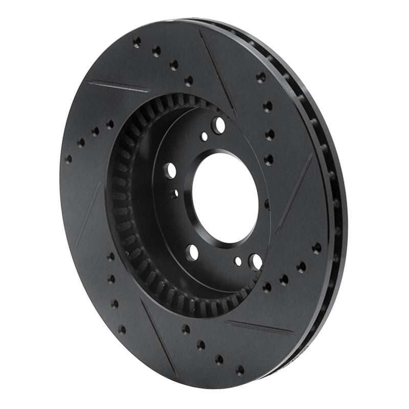 R1 Concepts R1 91-01 Acura RL Front Left Drilled & Slotted Black Brake Rotor