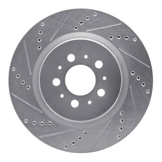 R1 Concepts R1 04-07 Volvo S60 Rear Left Drilled & Slotted Silver Brake Rotor