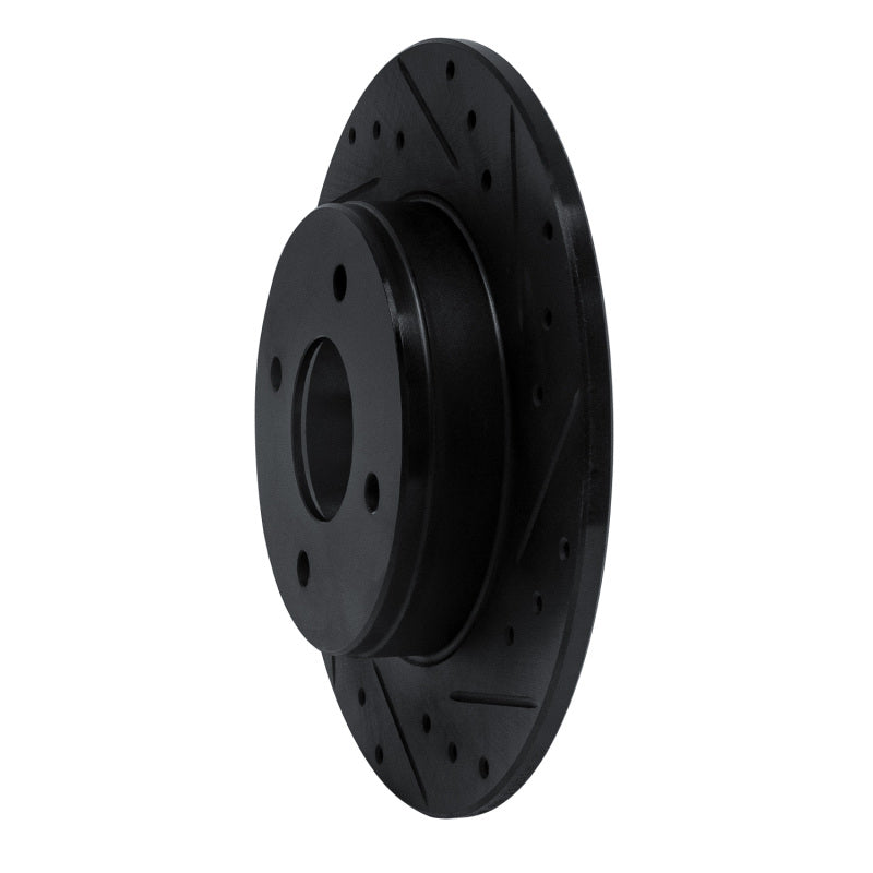 R1 Concepts R1 84-85 Nissan 300ZX Rear Right Drilled & Slotted Black Brake Rotor