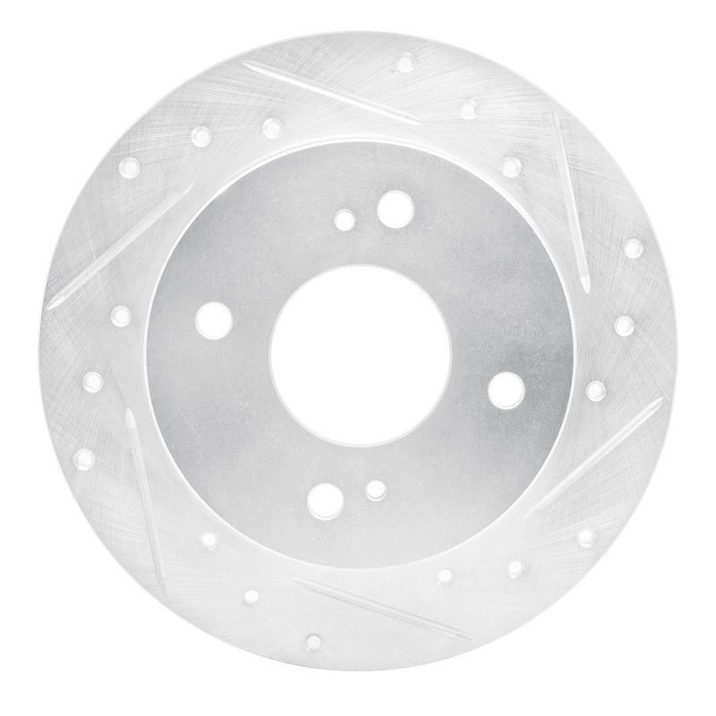 R1 Concepts R1 89-98 Nissan 240SX Rear Right Drilled & Slotted Silver Brake Rotor