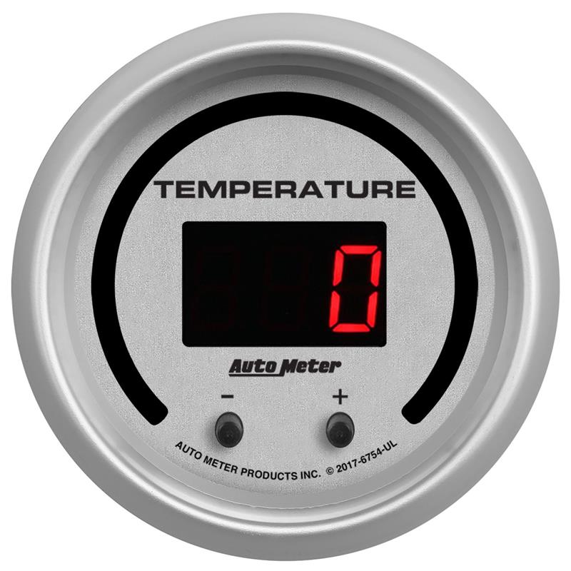 Autometer 52.4mm Silver Switchable 60-340 Degrees F/40-170 Degrees C Ultra-Lite Elite Digital Gauge