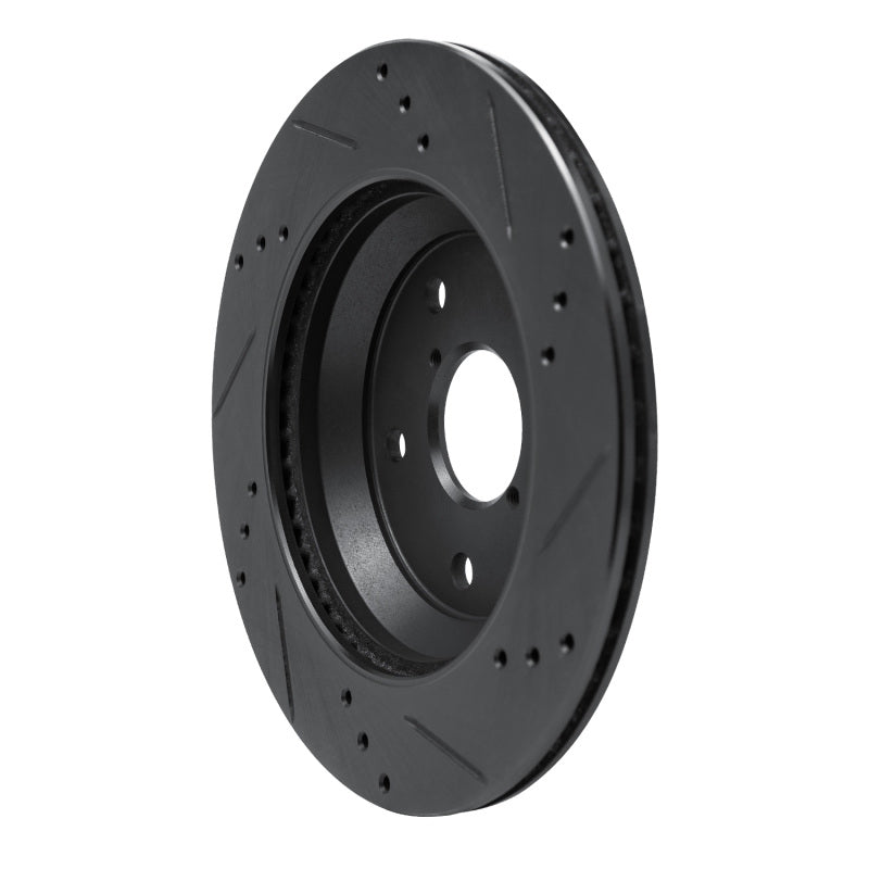 R1 Concepts R1 -25 Subaru Crosstrek Rear Left Drilled & Slotted Black Brake Rotor