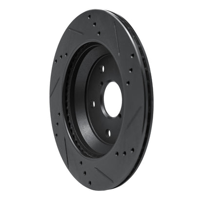 R1 Concepts R1 -25 Subaru Crosstrek Rear Left Drilled & Slotted Black Brake Rotor