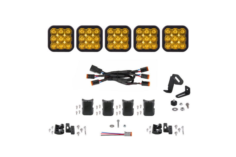 Diode Dynamics SS5 Sport Universal CrossLink 5-Pod Lightbar - Yellow Driving