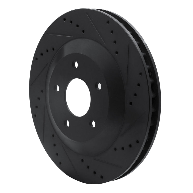 R1 Concepts R1 97-09 Cadillac XLR Left Front Drilled & Slotted Black Brake Rotor
