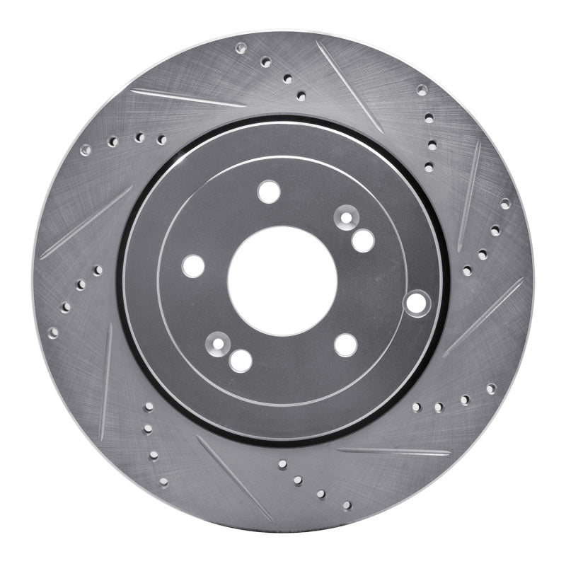 R1 Concepts R1 10-16 Hyundai Genesis Coupe Rear Right Drilled & Slotted Silver Brake Rotor