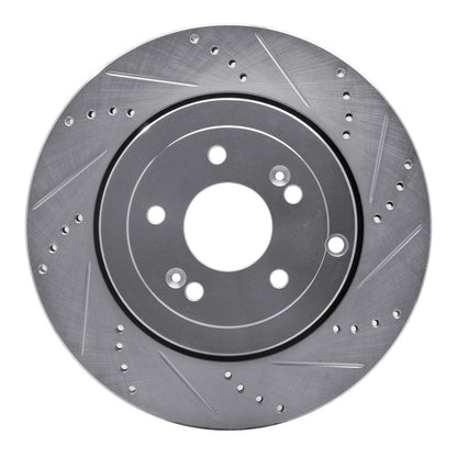 R1 Concepts R1 10-16 Hyundai Genesis Coupe Rear Right Drilled & Slotted Silver Brake Rotor