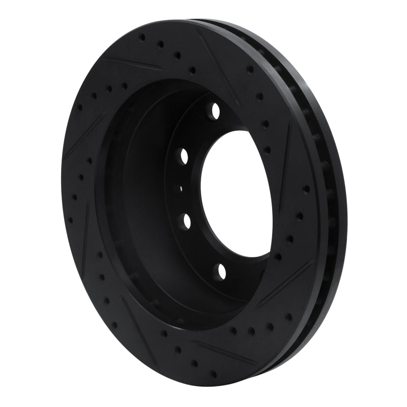 R1 Concepts R1 08-20 Ford E-450 Super Duty Rear Left Drilled & Slotted Black Brake Rotor