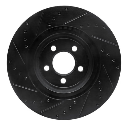 R1 Concepts R1 09-23 Dodge Challenger Front Right Drilled & Slotted Black Brake Rotor