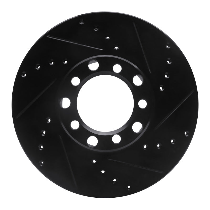 R1 Concepts R1 72-80 Mercedes-Benz 280SEL Front Right Drilled & Slotted Black Brake Rotor