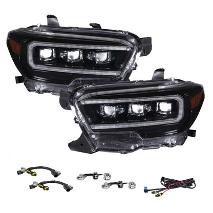 Form Lighting 2016-2023 Toyota Tacoma LED Projector Headlights with Selectable DRL Chrome (Pair)