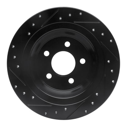 R1 Concepts R1 15-23 Ford Mustang Rear Right Drilled & Slotted Black Brake Rotor