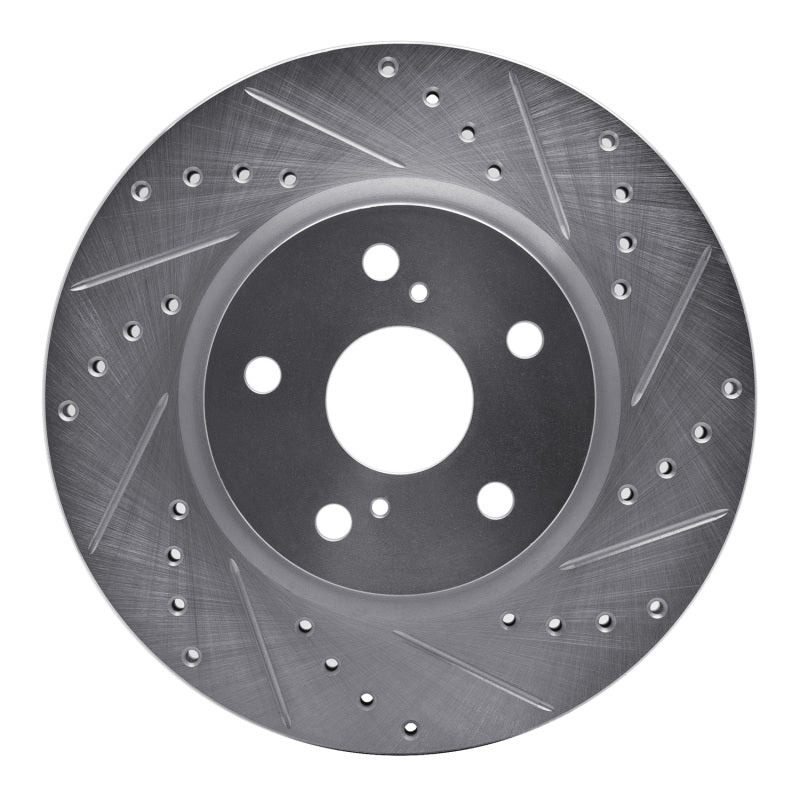 R1 Concepts R1 86-92 Toyota Supra Front Right Drilled & Slotted Silver Brake Rotor