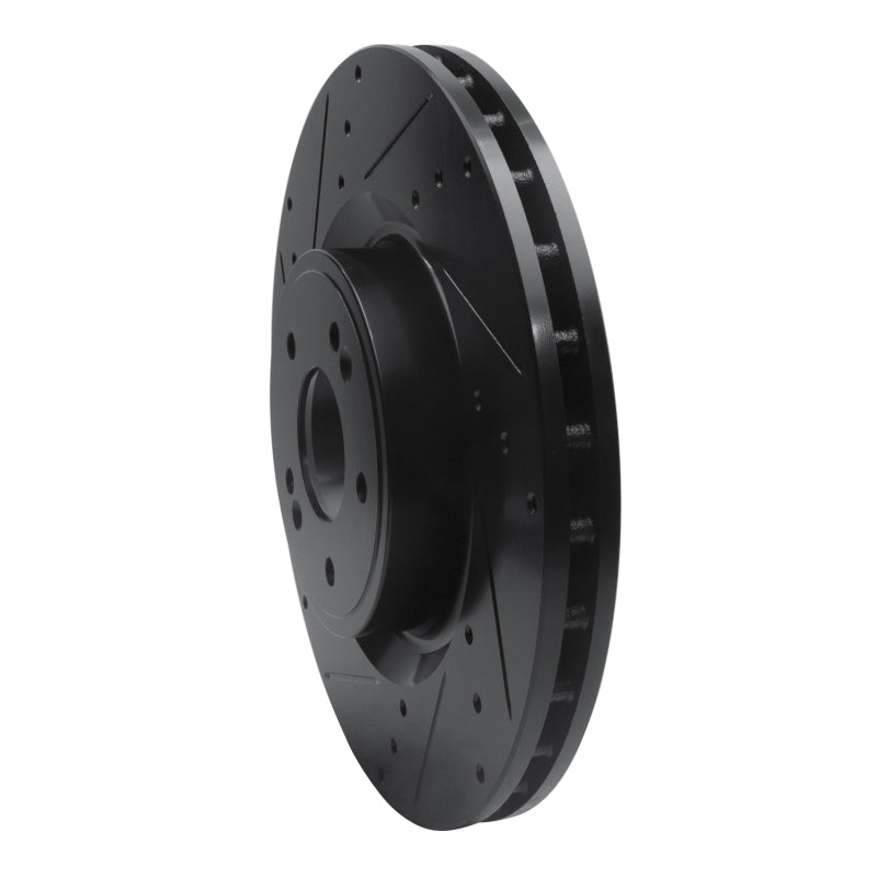 R1 Concepts R1 18-22 Genesis G70 Front Left Drilled & Slotted Black Brake Rotor