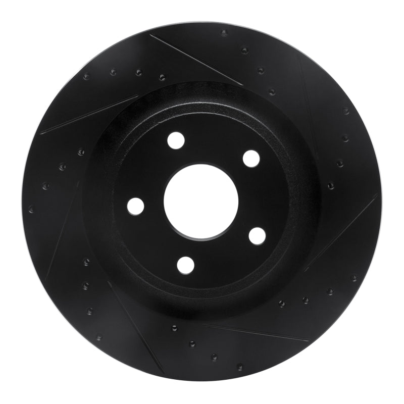 R1 Concepts R1 06-10 Jeep Grand Cherokee Front Right Drilled & Slotted Black Brake Rotor
