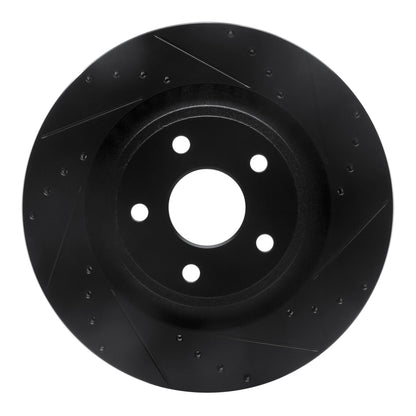 R1 Concepts R1 06-10 Jeep Grand Cherokee Front Right Drilled & Slotted Black Brake Rotor