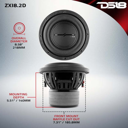 DS18 8in 600 Watts RMS 2 ohm DVC High Excursion Subwoofer