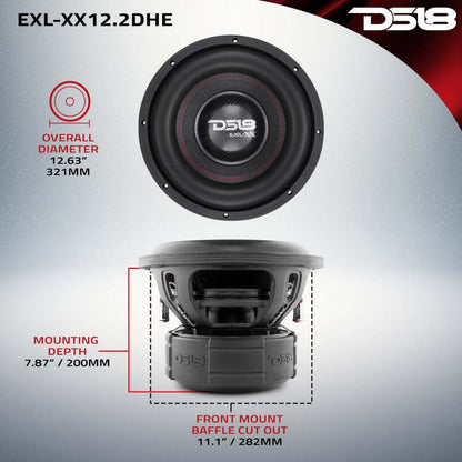 DS18 12in 2000 Watts RMS 2 ohm DVC High Excursion Subwoofers w/ Deep Aggressive Bass