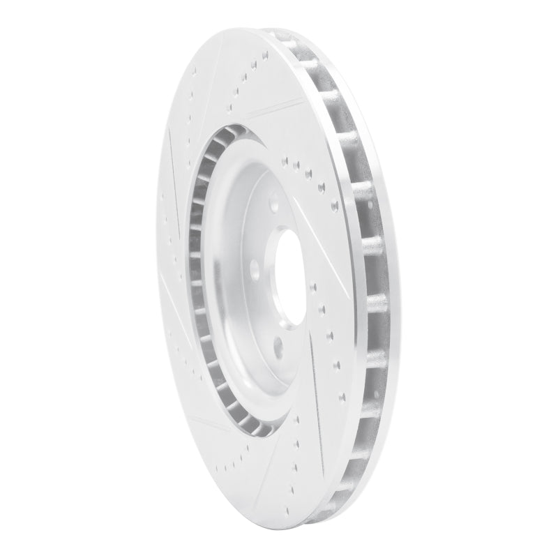 R1 Concepts R1 07-14 Ford Mustang Front Right Drilled & Slotted Silver Brake Rotor