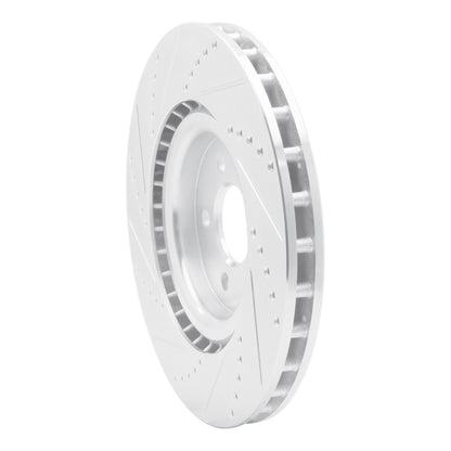 R1 Concepts R1 07-14 Ford Mustang Front Right Drilled & Slotted Silver Brake Rotor