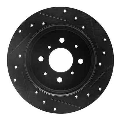 R1 Concepts R1 01-05 Acura EL Rear Left Drilled & Slotted Black Brake Rotor