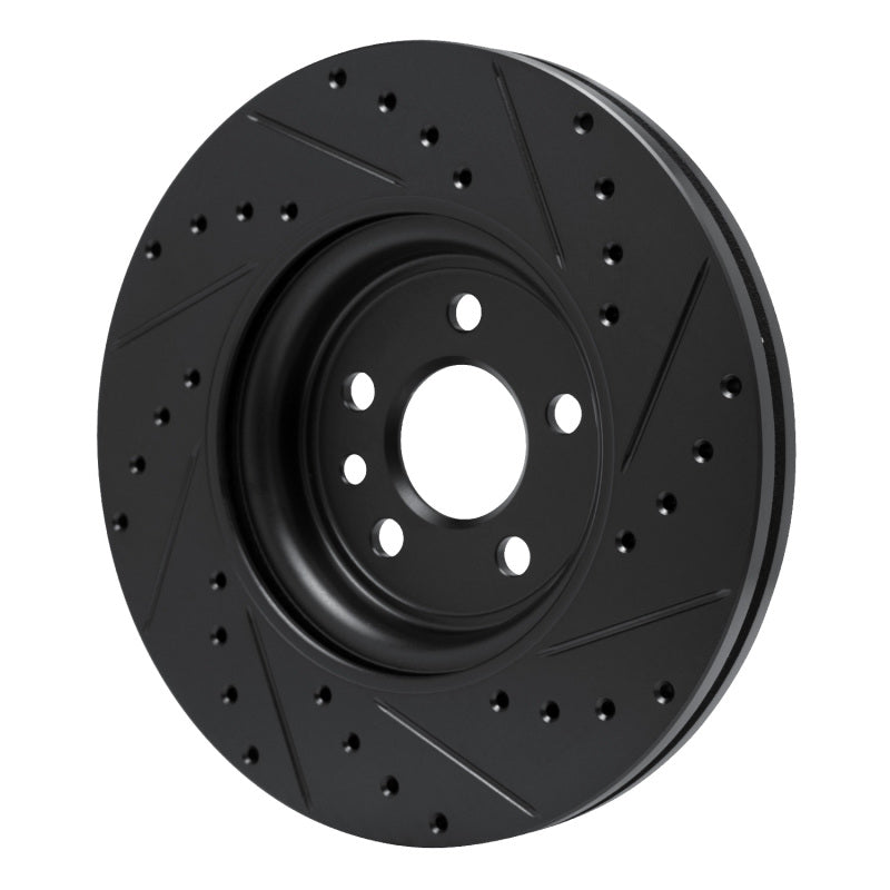 R1 Concepts R1 17-19 Jaguar F-Pace Front Left Drilled & Slotted Black Brake Rotor