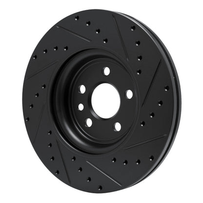 R1 Concepts R1 17-19 Jaguar F-Pace Front Left Drilled & Slotted Black Brake Rotor