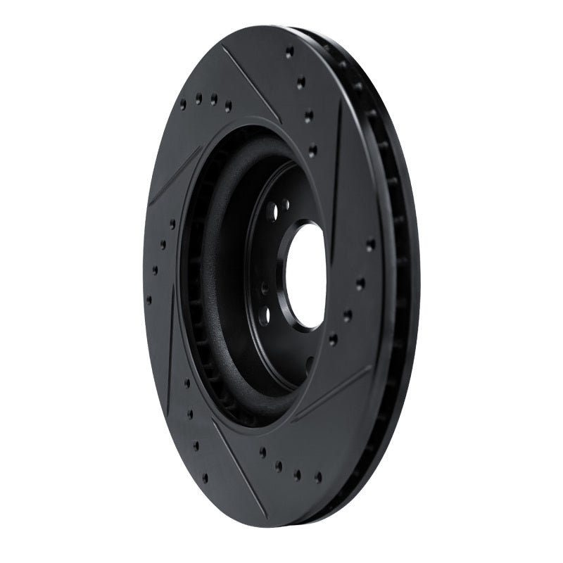 R1 Concepts R1 12-16 Honda CR-V Front Left Drilled & Slotted Black Brake Rotor